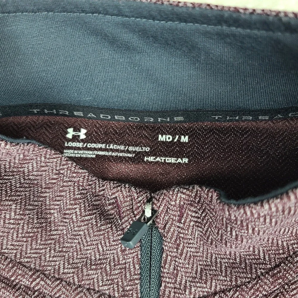 Under Armour Sweater Men Medium Purple Threadborne Loose‎ Heatgear Performance